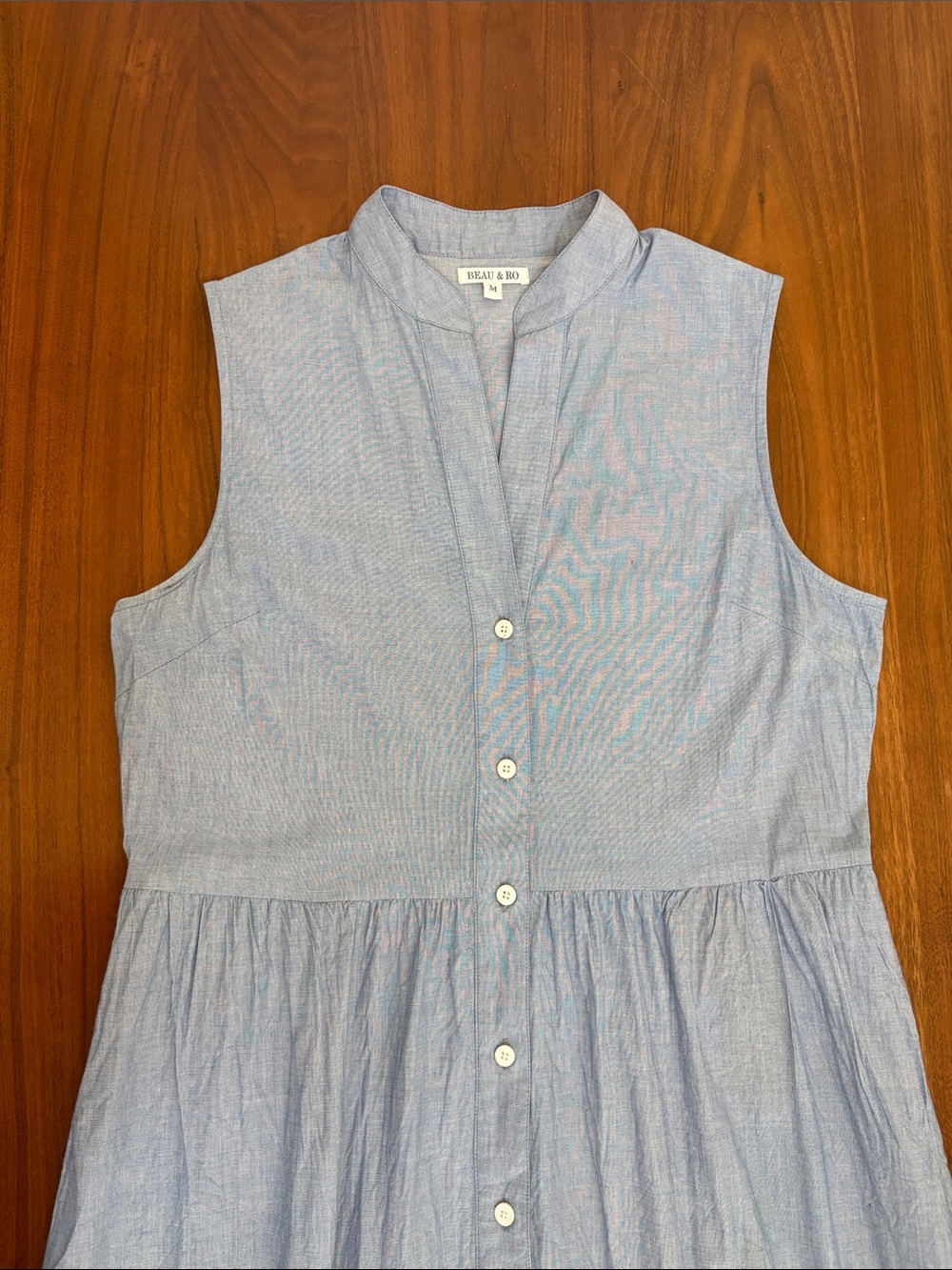 Beau & Ro Chambray Blue Button Front Midi Maxi Dress – Size Medium - Picture 5 of 10